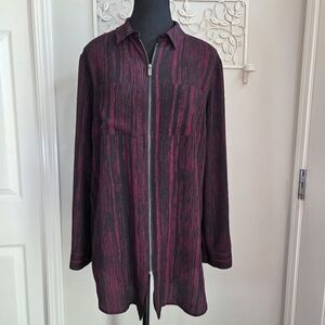 ⭐️Rock & Republic Women's Black and Burgandy Full Zip Tunic Size L